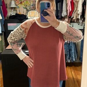 7th Ray Rust and Multicolor Raglan Sleeve Top